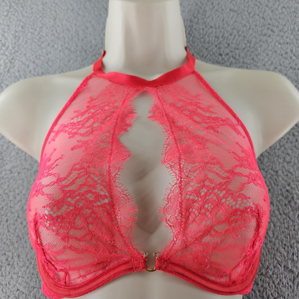Victoria's Secret Very Sexy Bra Womens 34B Lace Halter Sheer Floral Underwire